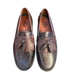HS Trask Bay Harbor Chestnut Men ‎ Loafer Shoes Size 8.5 Brown Tassels Slip On